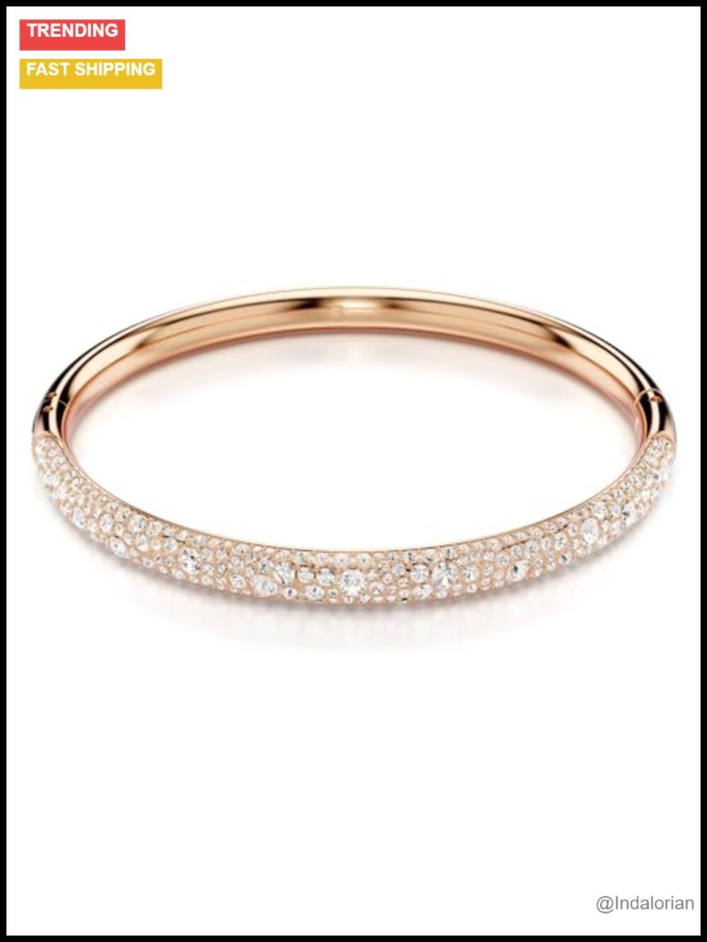 Swarovski Crystal Bangle Bracelet Rose Gold-tone Snow Pave